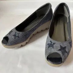 ヒルズアベニュー 厚底 パンプス デニム ウェーブソール オープントゥのサムネイル