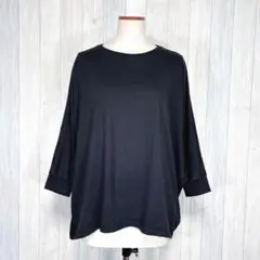 【UNIQLO】長袖カットソー トップス 黒 モモンガ袖 XL