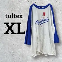 tultex【XL】ラグランスリーブ　青　野球　大きいサイズ　カットソー　長袖