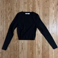 ZARA 黒 無地 長袖ニット ザラ 丸首