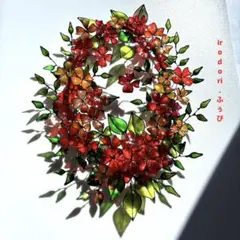 陽だまりカラー紫陽花リース ワイヤークラフト ディップアート