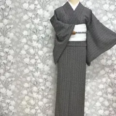 正絹　夏きもの　小紋　￼麻の葉繋ぎ　身丈152cmのサムネイル