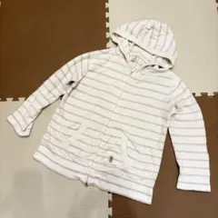 ジェラートピケ　スムーズィーベア刺繍ボーダーパーカ フード付　ルームウェア