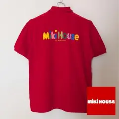 90年代 MIKI HOUSE ミキハウス バックプリント ポロシャツ 赤 Lのサムネイル