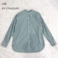 23区 MY STANDARD ストライプ バンドカラー シャツ 38のサムネイル