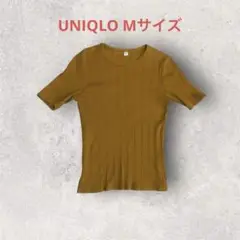 UNIQLO リブ編み 半袖Tシャツ レディースM マスタード