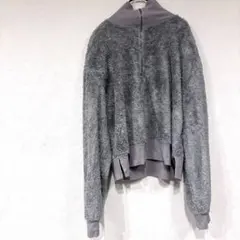 グレー フリースジャケット トップス　ボア　ハーフジップ海外古着　良品【L】
