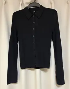 ユニクロ　リブポロカーディガン　黒　XS 新品
