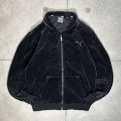 PUMA　トラックジャケット　ベロア　別珍　刻印ジップ　刺繍　ロゴライン　太リブ