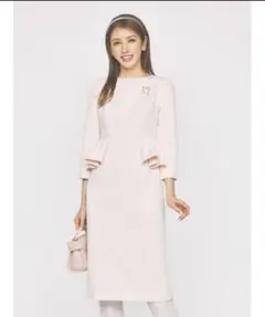 セルフォード　ロングスリーブペプラムタイトワンピース　38 M ピンク