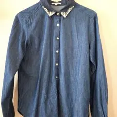 GLOBAL WORK デニムシャツ Sサイズ ビジュー付き