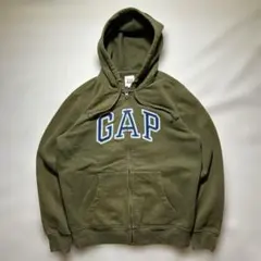 00s GAP ギャップ ロゴ　ジップパーカー　カーキ