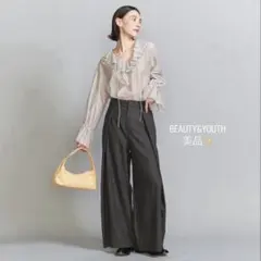 UNITEDARROWS セルロースナイロンインタック パンツ　グレー　タック