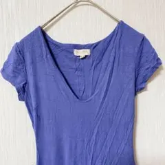 匿名配送❣️ 【XS】ブルー 半袖ロングワンピース シンプル カジュアル 無地