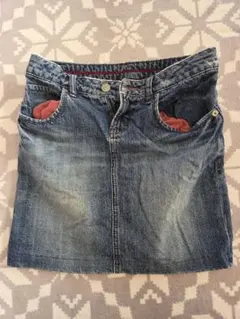 デニム ミニスカート 赤いステッチ