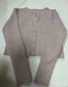 SHEIN リブ編み 薄いピンク 長袖 カーディガン