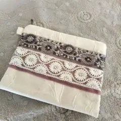インド刺繍リボンハンドメイドポーチ