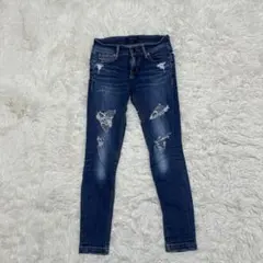 ✨ EMODA エモダ　ダメージ　ストレッチ　スキニーデニムパンツ　ブルー