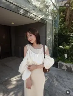 mystic ホイップブラウスセットワンピース　アイボリー