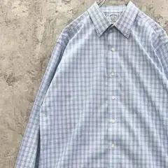 ブルックスブラザーズ　Est.1818　チェックシャツ　古着　ライトブルー　16