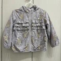 【プティマイン】花柄ウィンブレ　ラベンダー