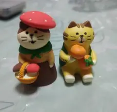 デコレコンコンブル　秋　よく柿食う猫　きのこ娘猫