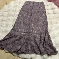 最終値下げ　スモーキーピンク レース フレアスカート