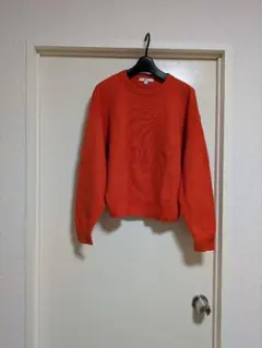 ユニクロCスムースコットンクルーネックセーター　Мサイズ　オレンジ