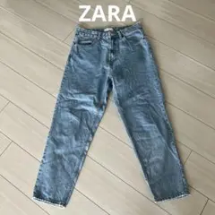 ZARA ザラ　ハイウエスト デニム　ダメージ　マムフィット　ライトブルー　40