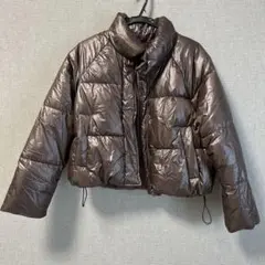 ショート丈　ダウンジャケット　ダークブラウン