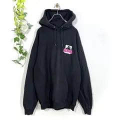 XLARGE エクストララージ パーカー L 黒 ピンク 刺繍ロゴ ゴリラ▼
