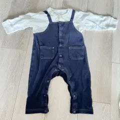 GU ネイビーオーバーオールロンパース 80cm