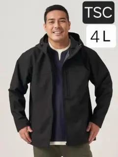 ≪SALE≫【TSC】ボンディング裏フリースフードブルゾン 黒 4L