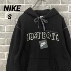 【NIKE】✔ スウェットパーカー ブラック JUST DO IT US古着