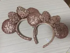 ディズニー カチューシャ ローズゴールド スパンコール 2個セット