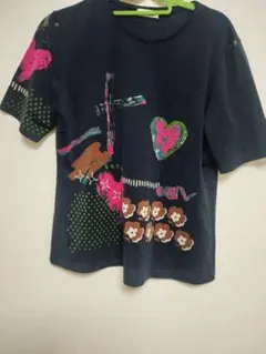 アートプリント 半袖Tシャツ ネイビー