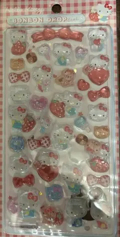 ハローキティ 赤　ボンボンドロップシール　サンスター