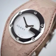 336 稼働 GUCCI 時計 レディース Gバンデュー 104 ピンク Gロゴ