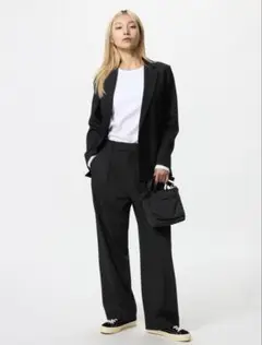 UNIQLO ブラック タックワイドパンツ Mサイズ