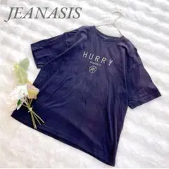 ジーナシス◆Tシャツ 紺 刺繍 ゆったり リラックス 大人カジュアル 古着好き