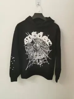 Sp5der Hoodie ブラック蜘蛛の巣グラフィックパーカー Sサイズ SP5DER graphic-print 