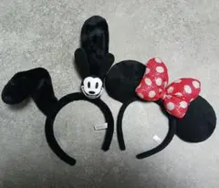 【美品】Disney オズワルドカチューシャ ミニー スパンコール リボン2点