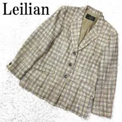 Leilian レリアン テーラードジャケット ベージュチェック 9 B3106