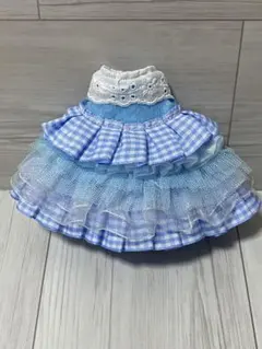 イーマリーちゃん用 水色チェック柄フリルドレス