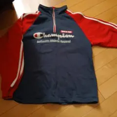 Champion ハーフジップ トレーナースウェット ネイビー/レッド