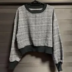 【ほぼ未使用】ショート丈　トレーナー　千鳥格子