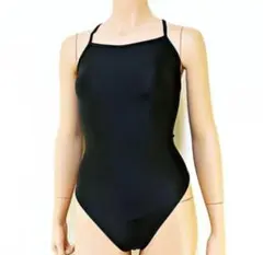 SENTI 競泳水着 Mサイズ ブラック 女性水着 レースアップ風バッククロス