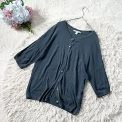 【HUMAN WOMAN】 定番 カーディガン 七分袖 M くすみグリーンのサムネイル