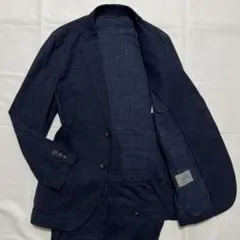 極美品✨️SIMPLICITE カジュアル スーツ 紺 ネイビー 麻 ストレッチ