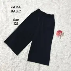 ザラベーシック ガウチョパンツ ストライプ ワイド くるぶし ネイビー XS